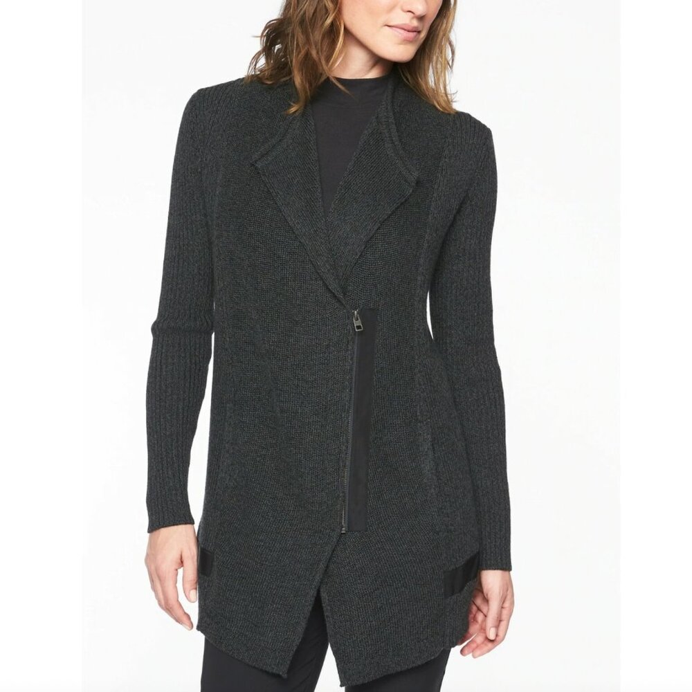 Athleta Sentinel Sweater Zip Jacket Thermolite Wrap Cardigan Women's M Black NWT